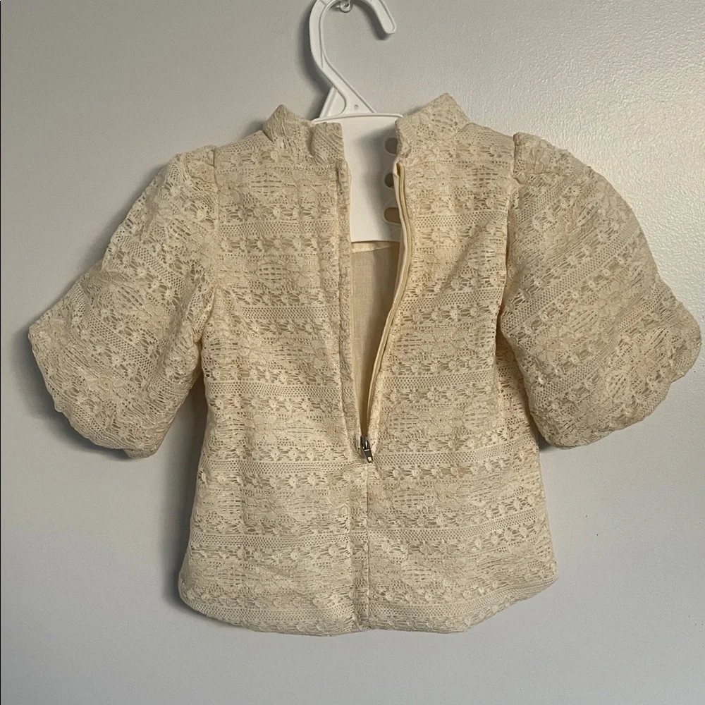 Baby girl 12 months Cream Lace Top with Floral Skirt